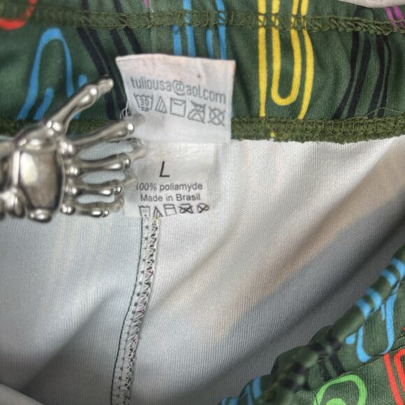 Vintage Tulio Mens Large Paperclip Rainbow Swim Trunks Rare 80s Rainbowcore - Picture 9 of 14